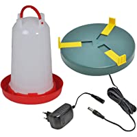 Los mejores  - Set plato calentador de agua Ø20cm y bebedero 3 litros para pollos o codorniz